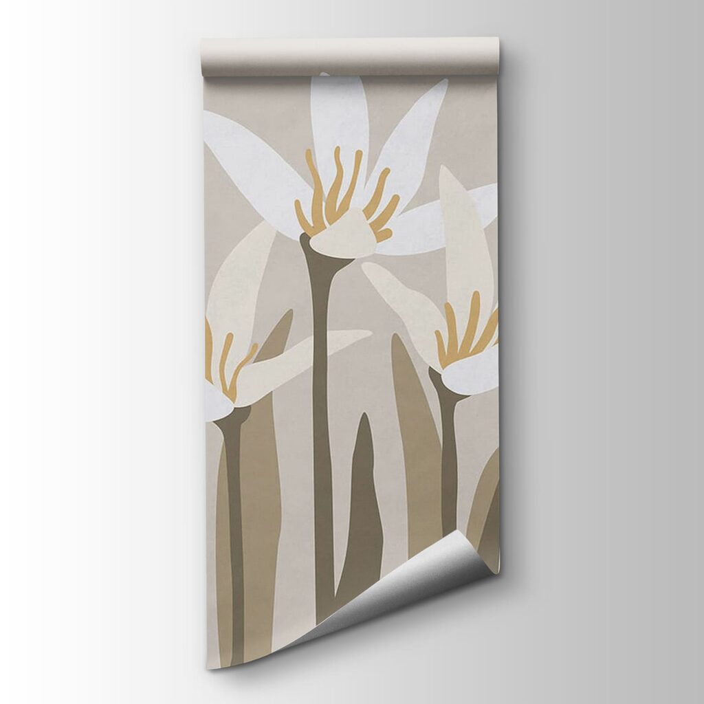 Witte bloemen op olijfgroen — productweergave