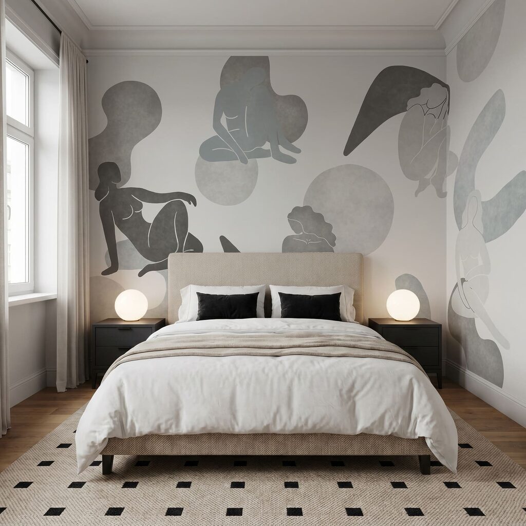 Figuren tussen zachte kleurvormen — interieur 1