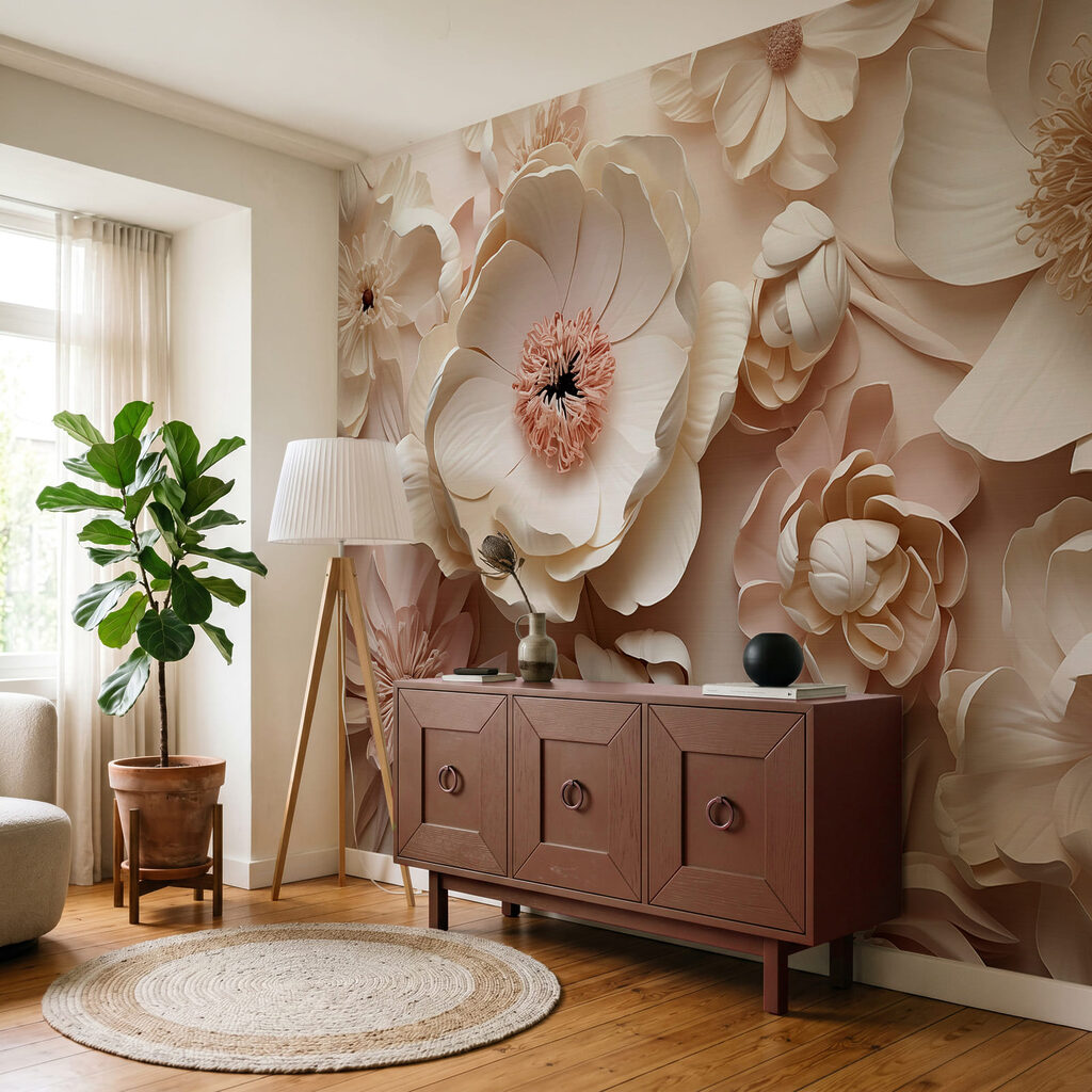 Een boeket van witte en roze bloemen — interieur 1