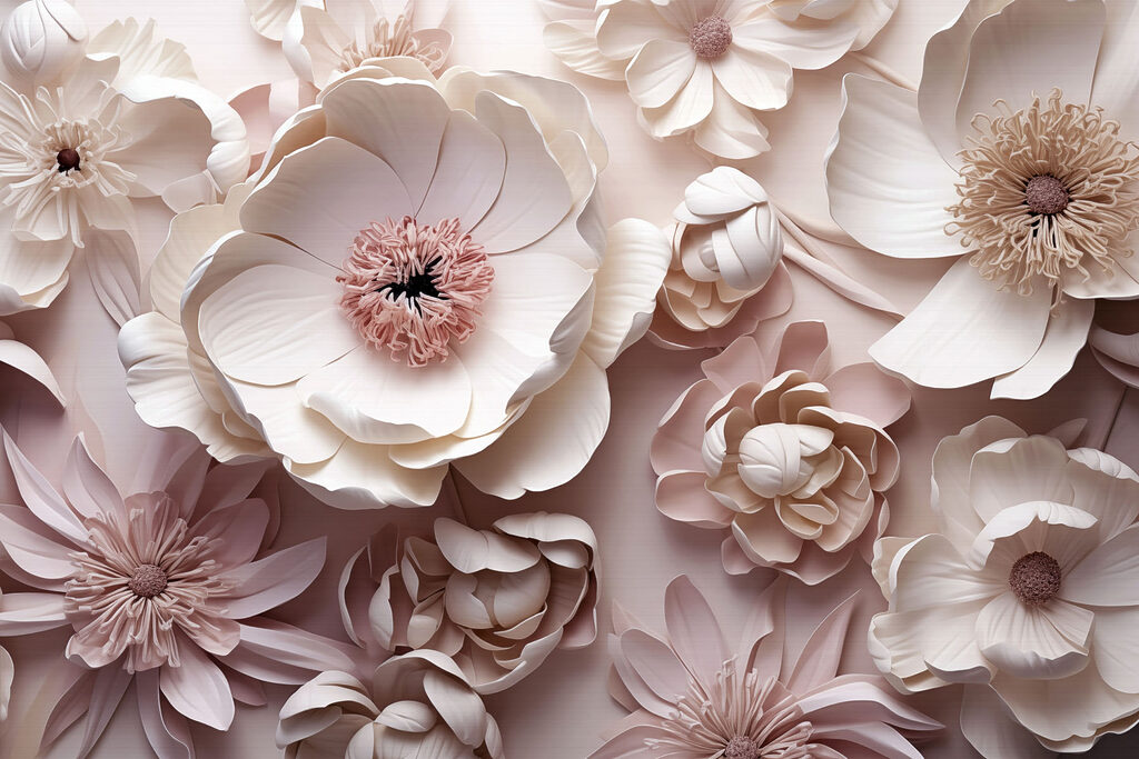 Een boeket van witte en roze bloemen — volledig ontwerp