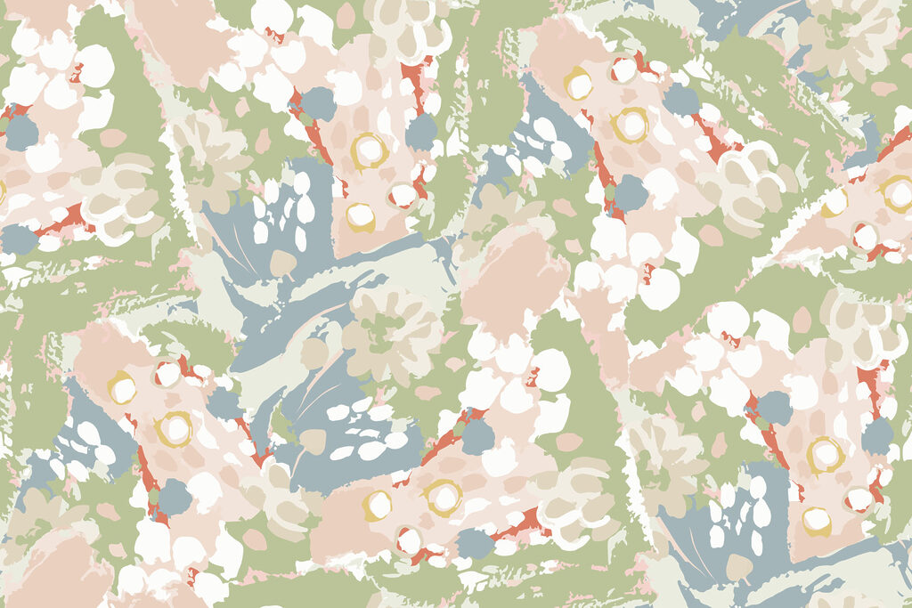 Bloemvlekken in zachte camouflage — volledig ontwerp