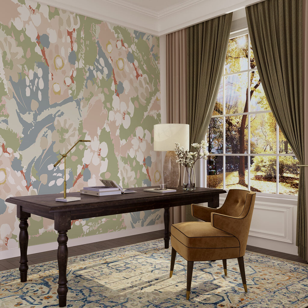 Bloemvlekken in zachte camouflage — interieur 2
