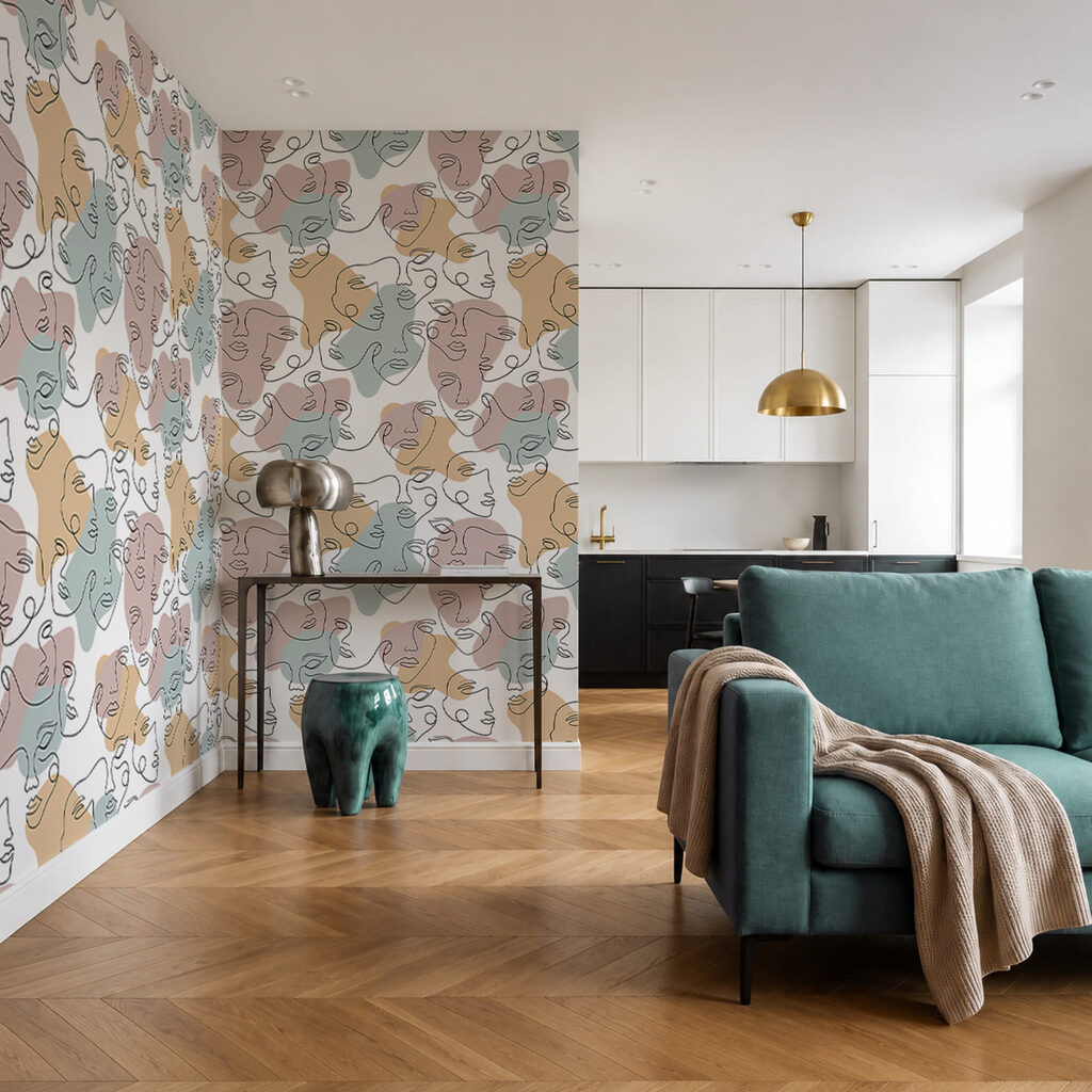Gezichten in transparante pasteltinten — interieur 1