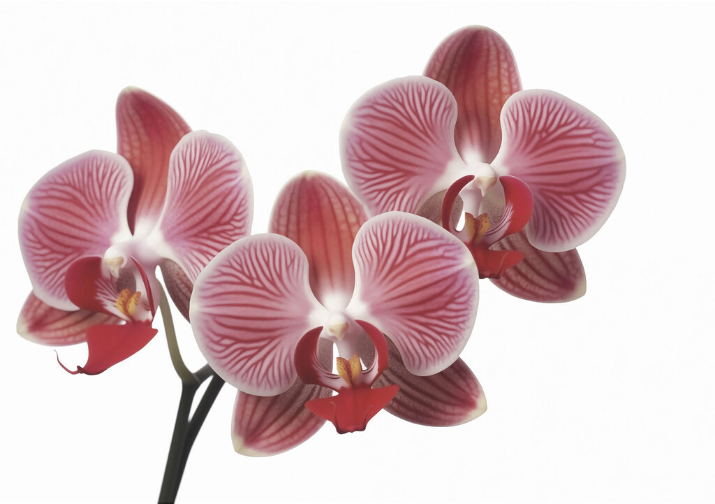 Roze orchidee op wit — volledig ontwerp