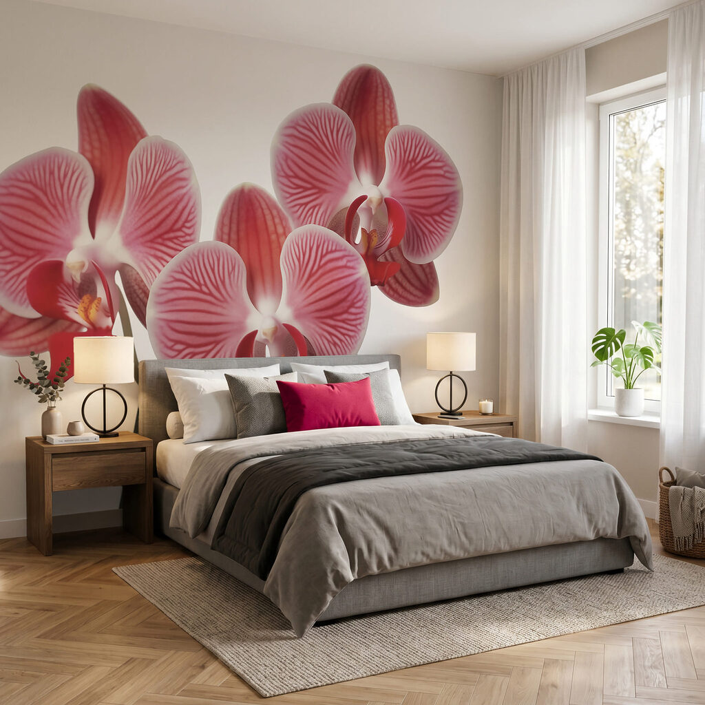 Roze orchidee op wit — interieur 2