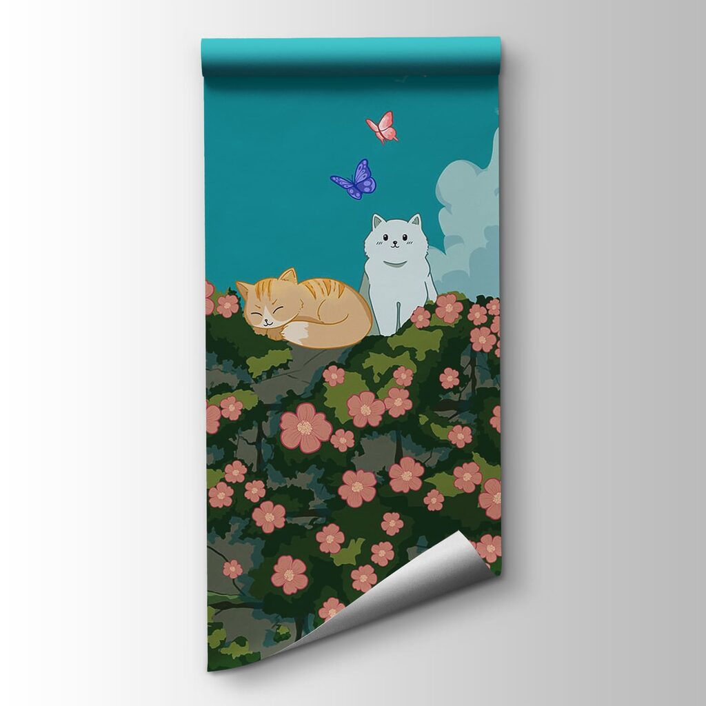 Katten in een bloementuin — productweergave