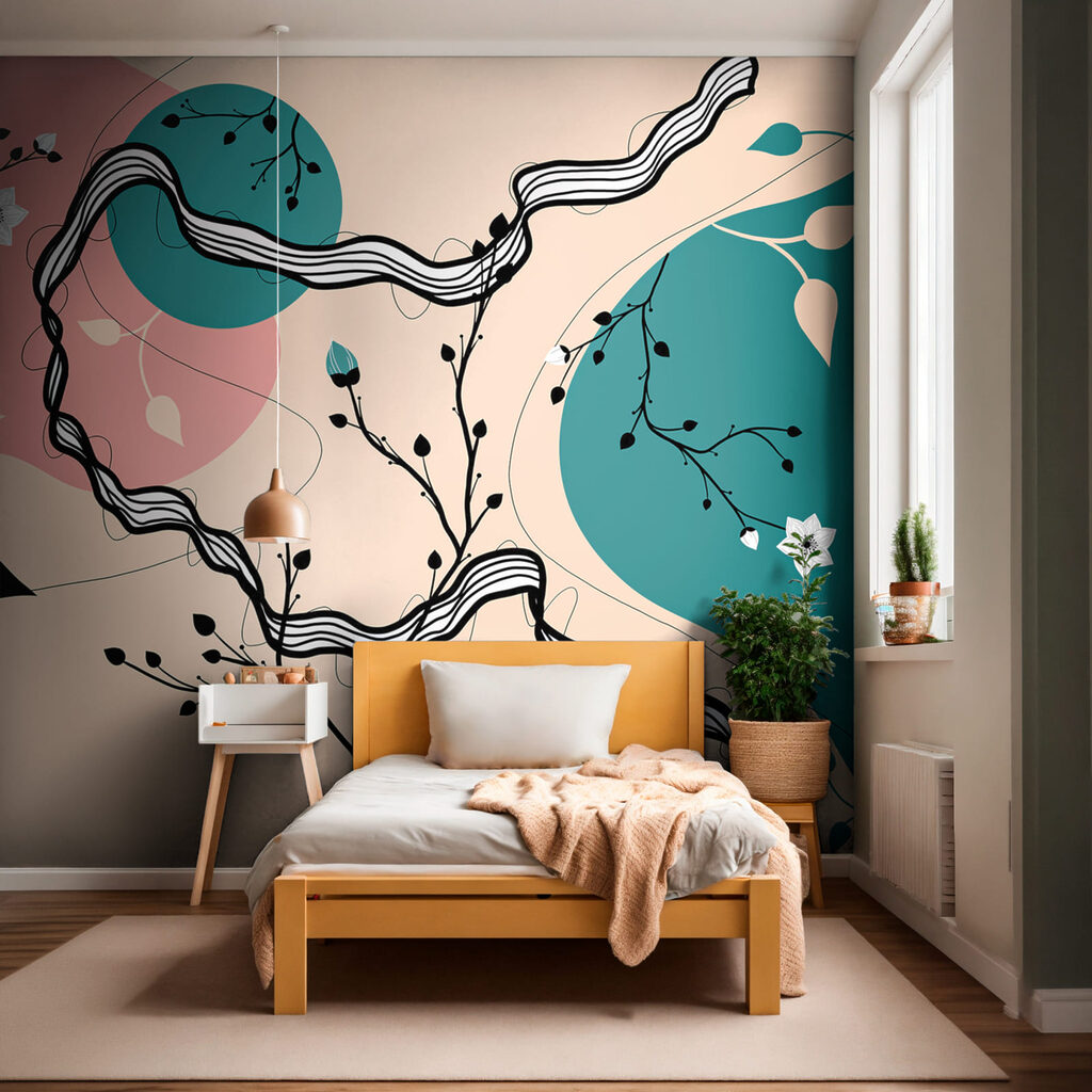 Bloesem tussen slingerende lijnen — interieur 2