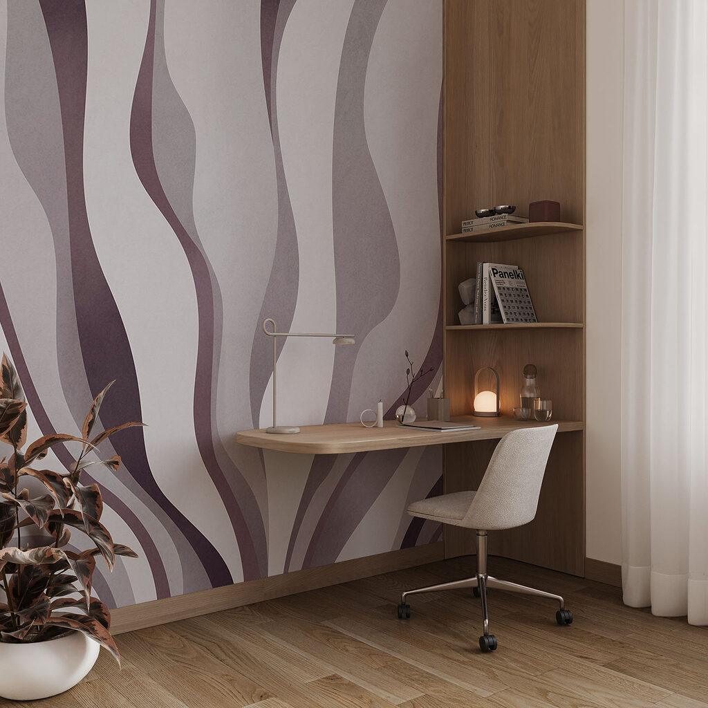Paarse banen waaieren uiteen — interieur 2
