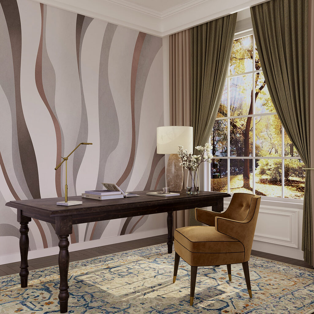 Wit en bruin golvend patroon — interieur 2