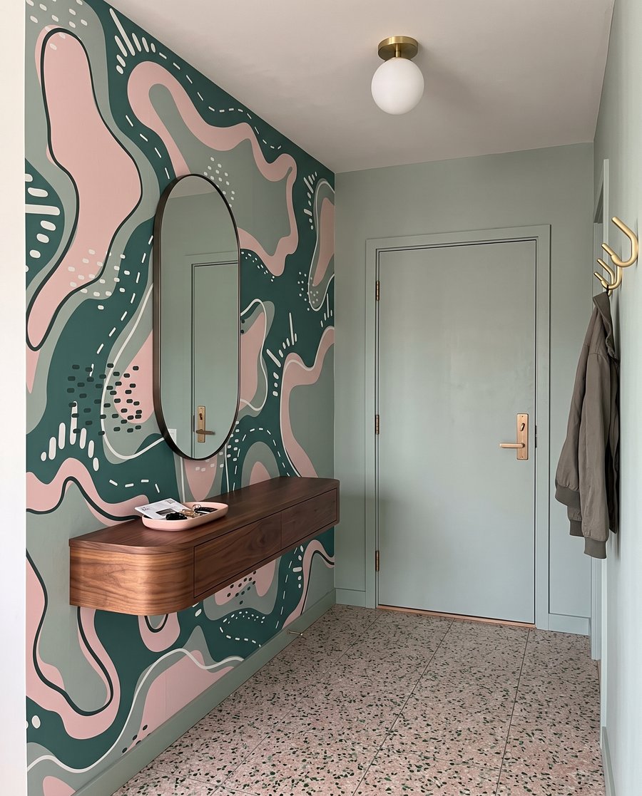Roze vormen met stippelranden — interieur 3