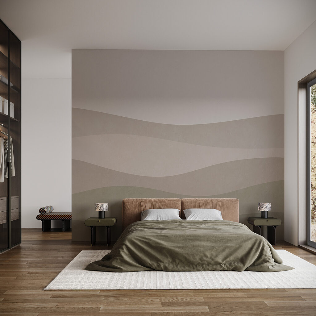 Heuvelbanen in zachte grijsgroentinten — interieur 1