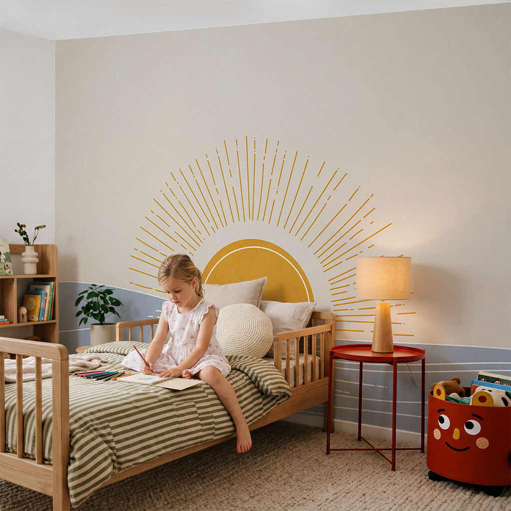 Stralende zon boven golflijnen — interieur 2