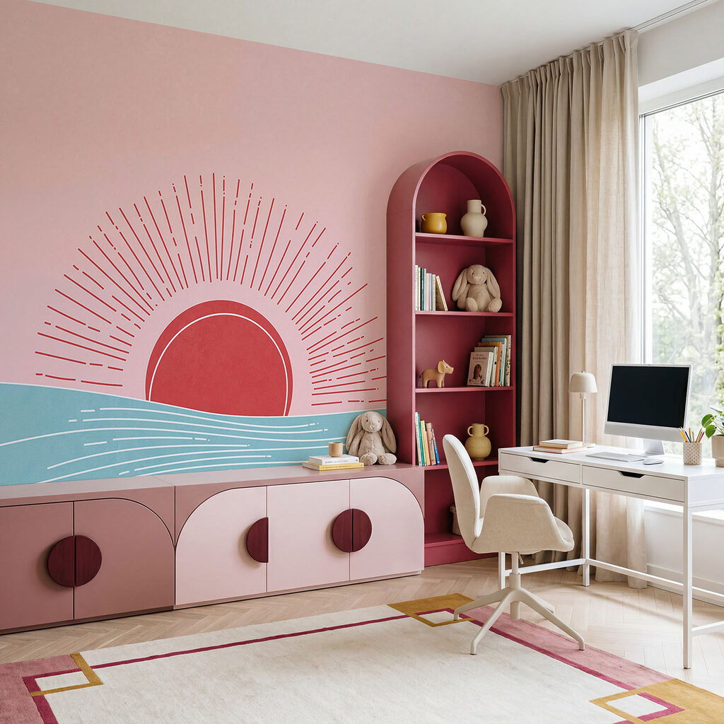 Stralende zon boven golflijnen — interieur 2