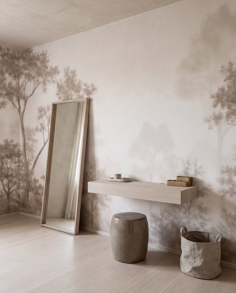 Bosrand achter doorschijnende nevel — interieur 2