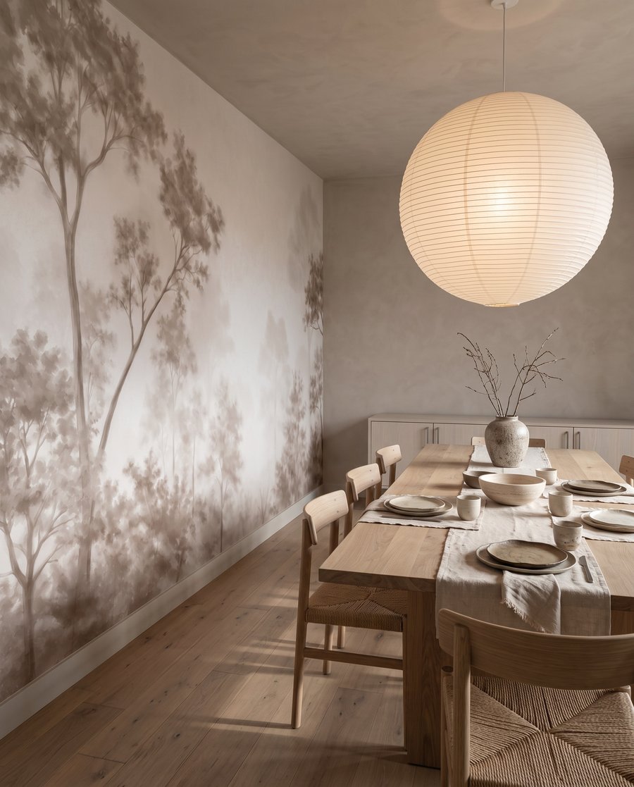 Bosrand achter doorschijnende nevel — interieur 4
