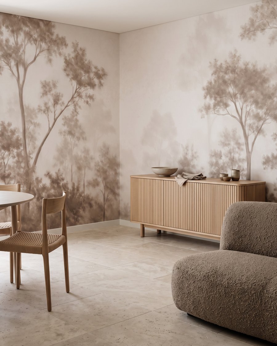 Bosrand achter doorschijnende nevel — interieur 5