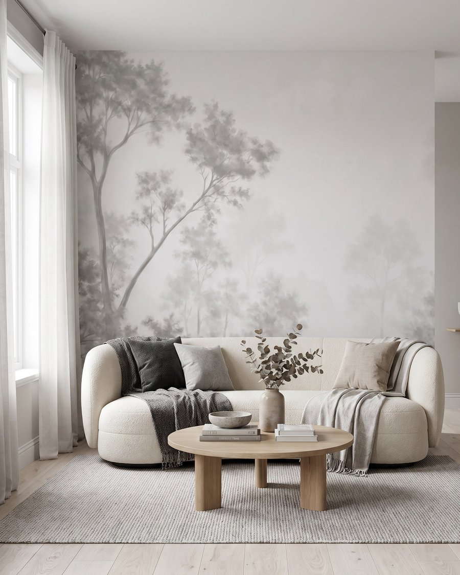Bosrand achter doorschijnende nevel — interieur 3