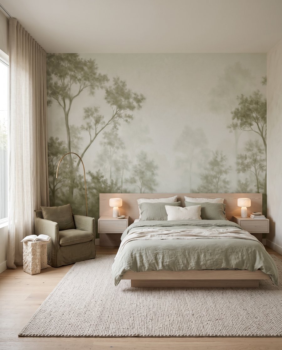 Bosrand achter doorschijnende nevel — interieur 1