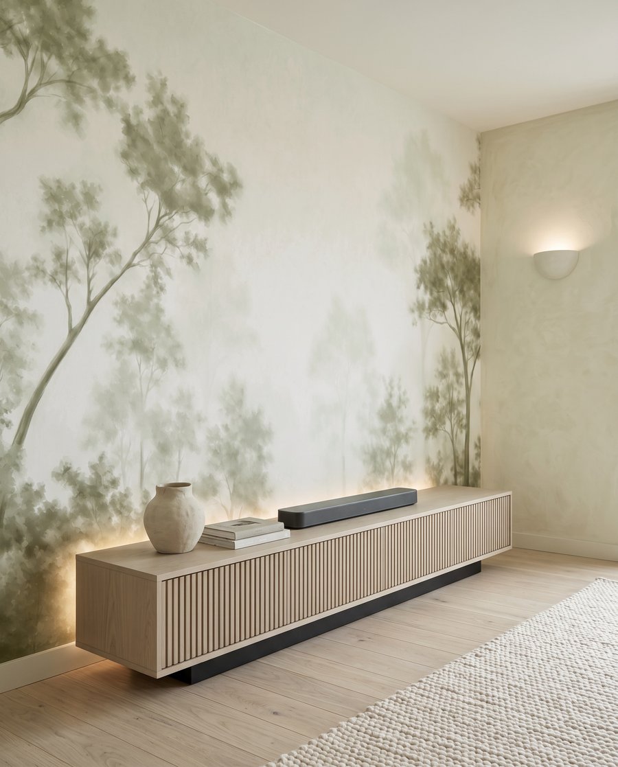 Bosrand achter doorschijnende nevel — interieur 3