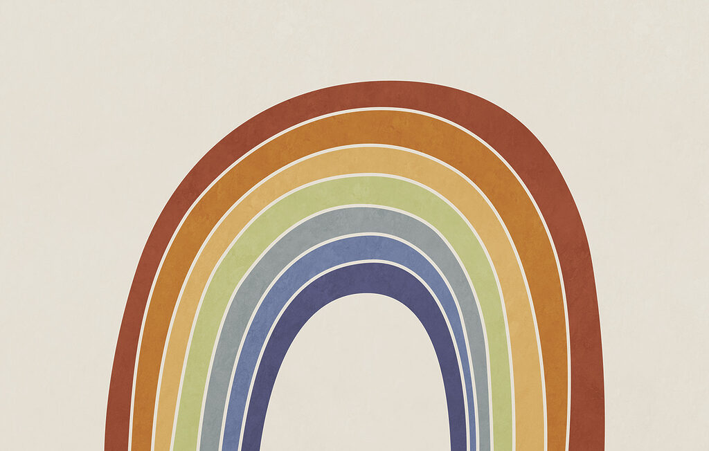 Regenboog in warme aardetinten — volledig ontwerp