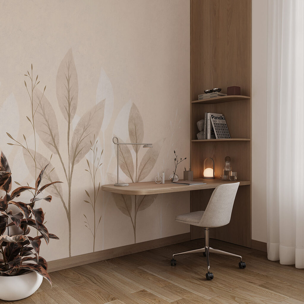 Slanke bladeren in ochtendnevel — interieur 2