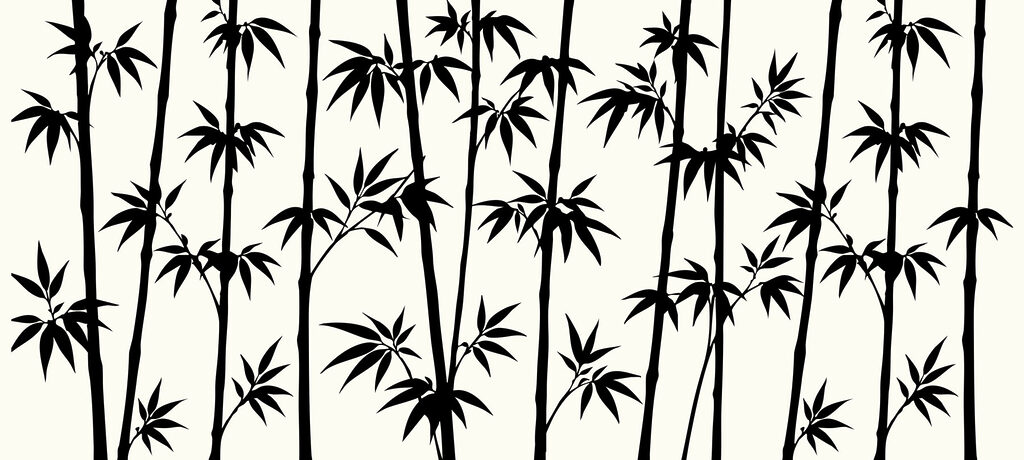 Zwarte bamboe op roomwit — volledig ontwerp