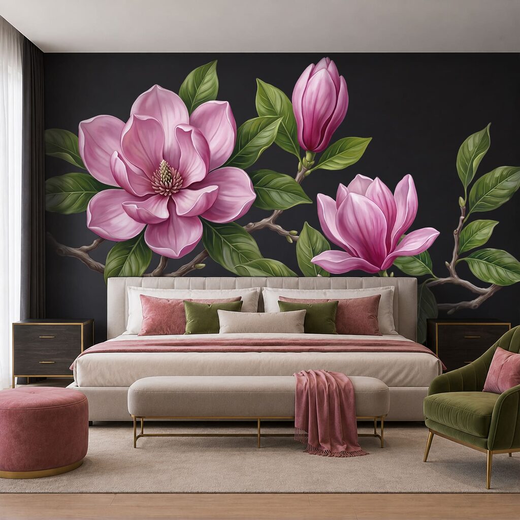Roze bloemen bij nacht — interieur 2
