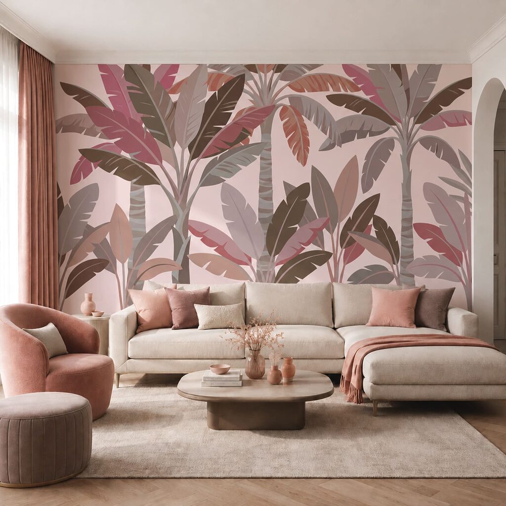 Palmboompatroon in een interieur