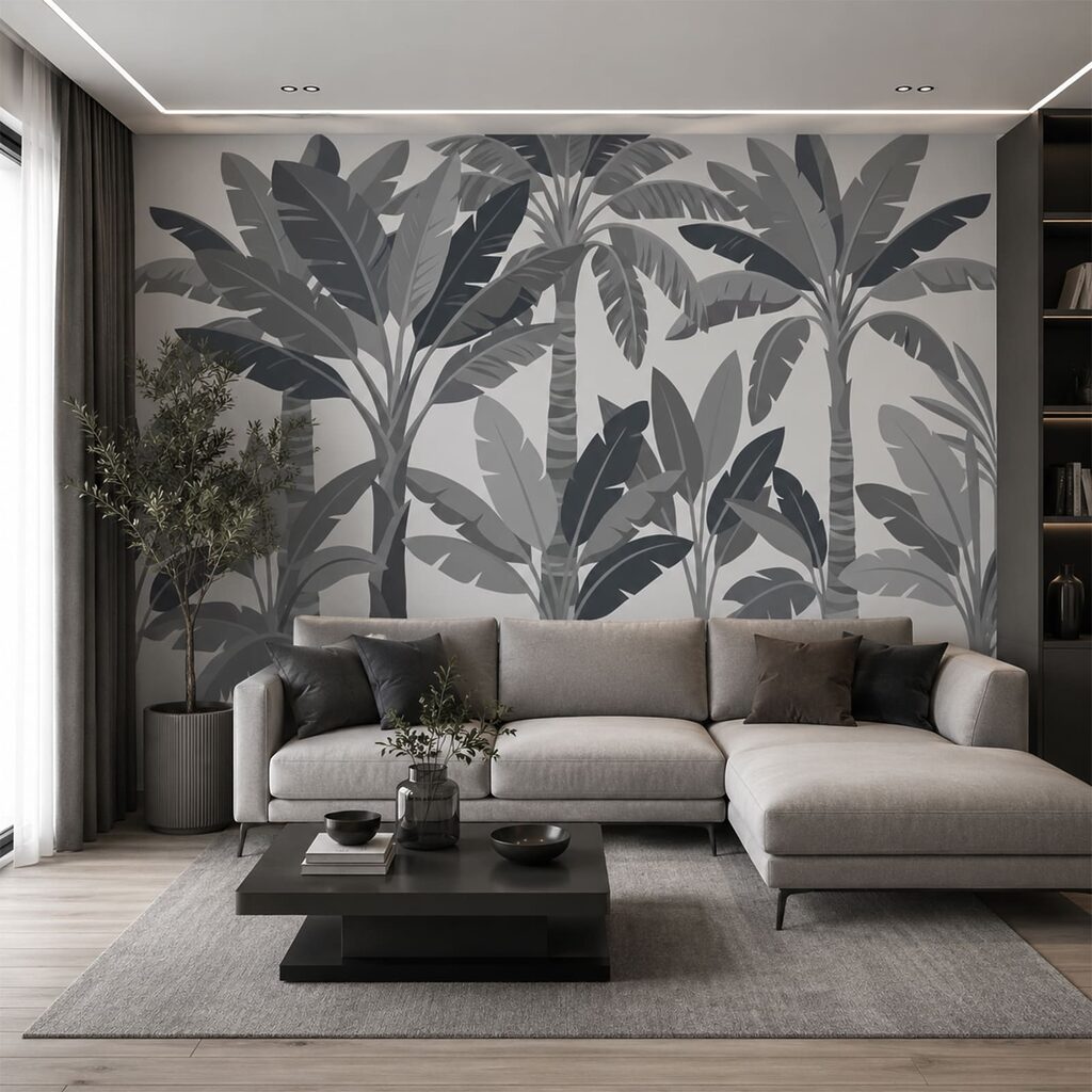 Tropische bladeren in vlakken — interieur 2