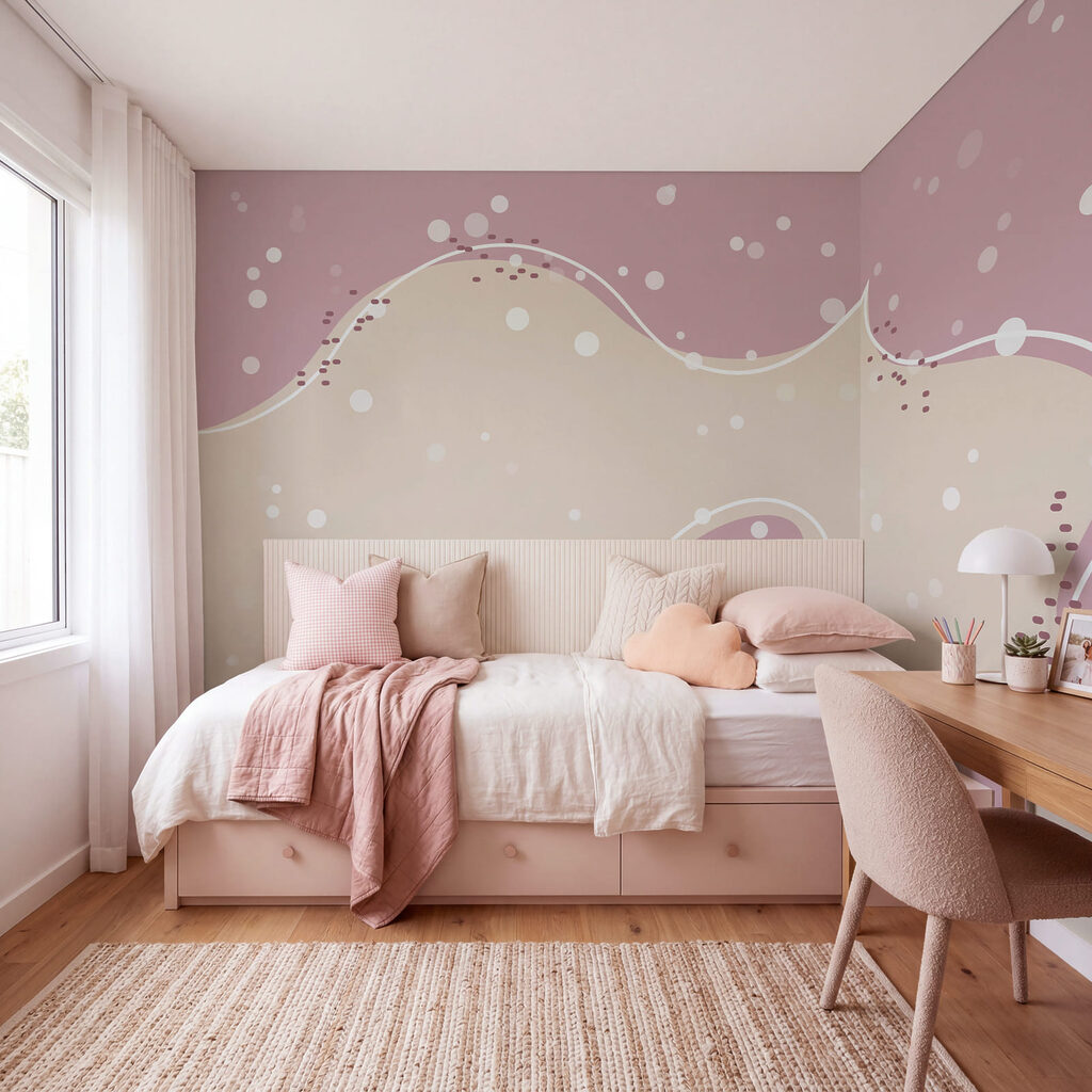 Witte en roze achtergrond in een interieur