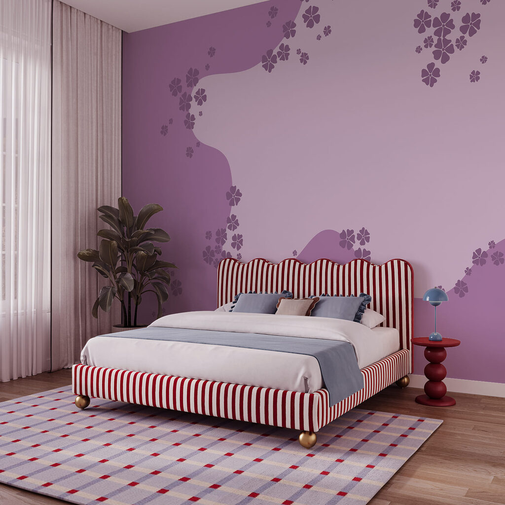 Bloemen rond lila ruimte — interieur 1