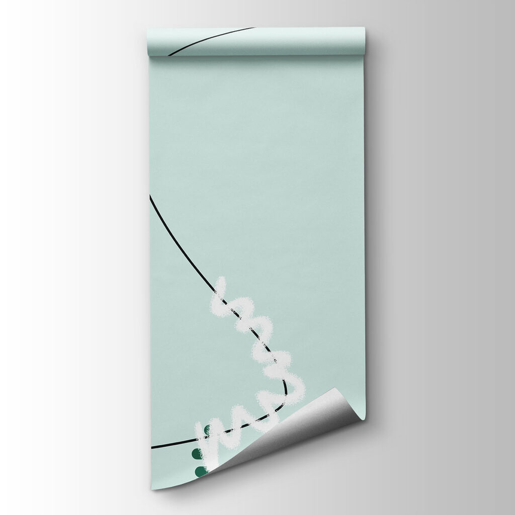 Bladeren tussen turquoise spiralen — productweergave