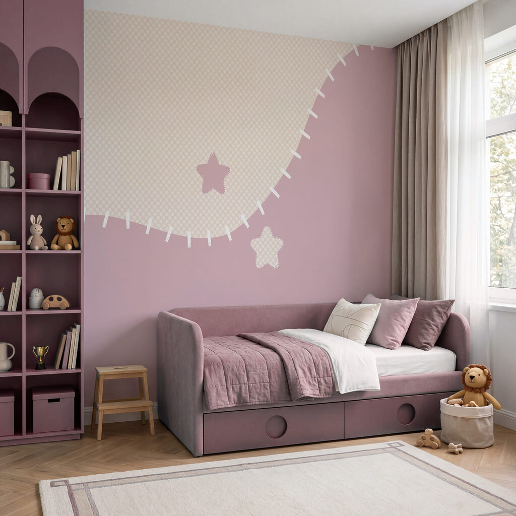 Roze vormen met stikrand — interieur 2