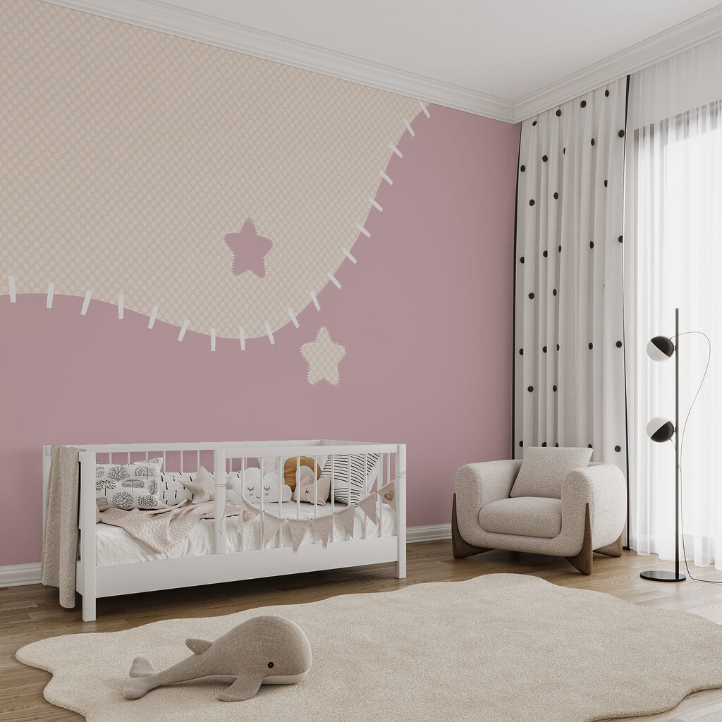Roze vormen met stikrand — interieur 1
