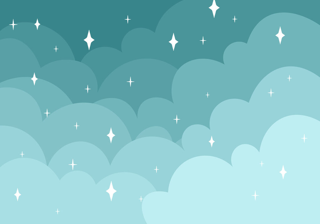 Turquoise wolken met sterren — volledig ontwerp