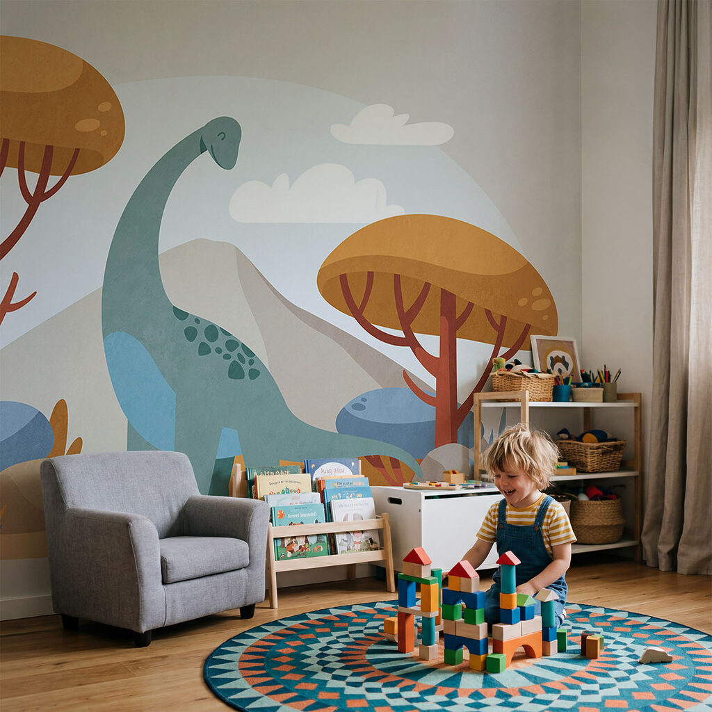 Langnek tussen twee bomen — interieur 2