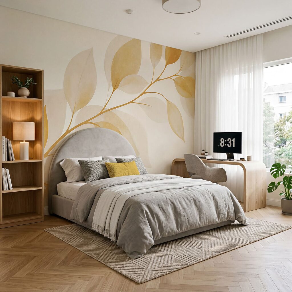 Bladtak met zachte schaduwen — interieur 1