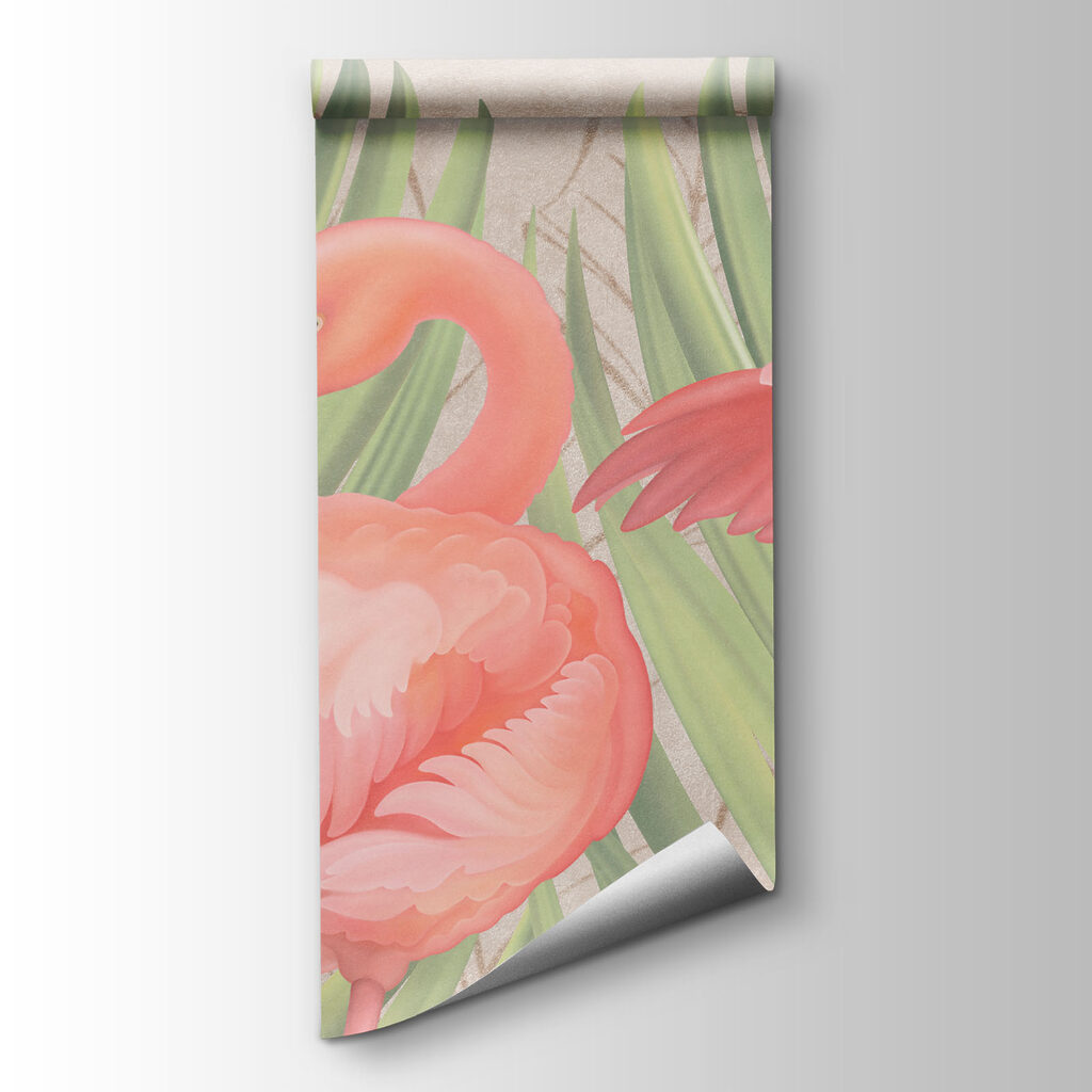 Drie flamingo's voor palmblad — productweergave