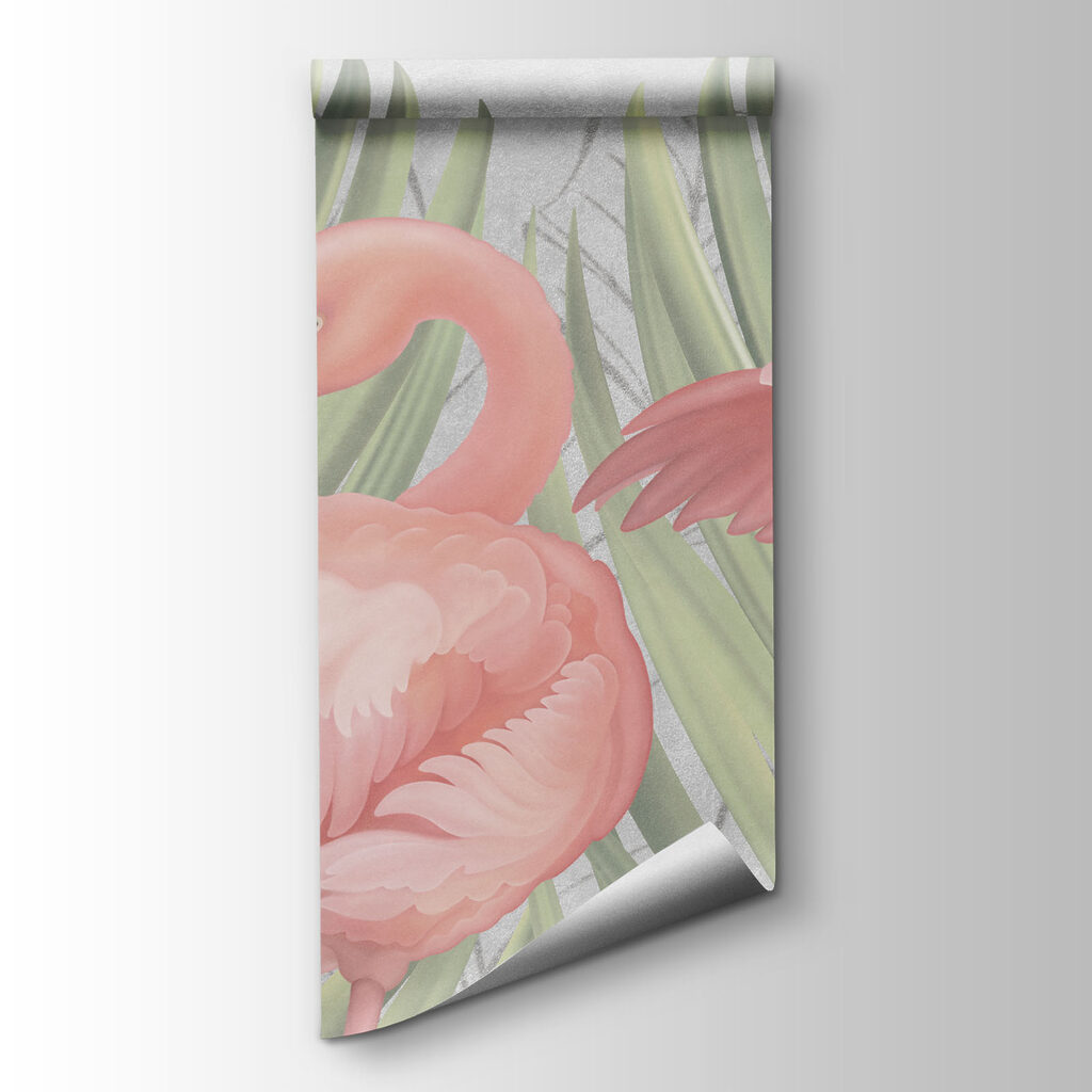 Drie flamingo's voor palmblad — productweergave