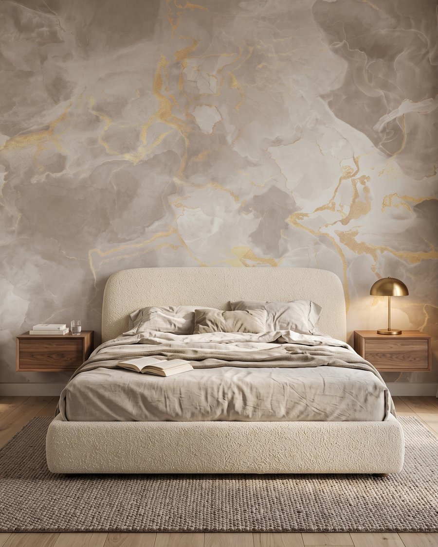Wolken met fijne goudsporen in een interieur