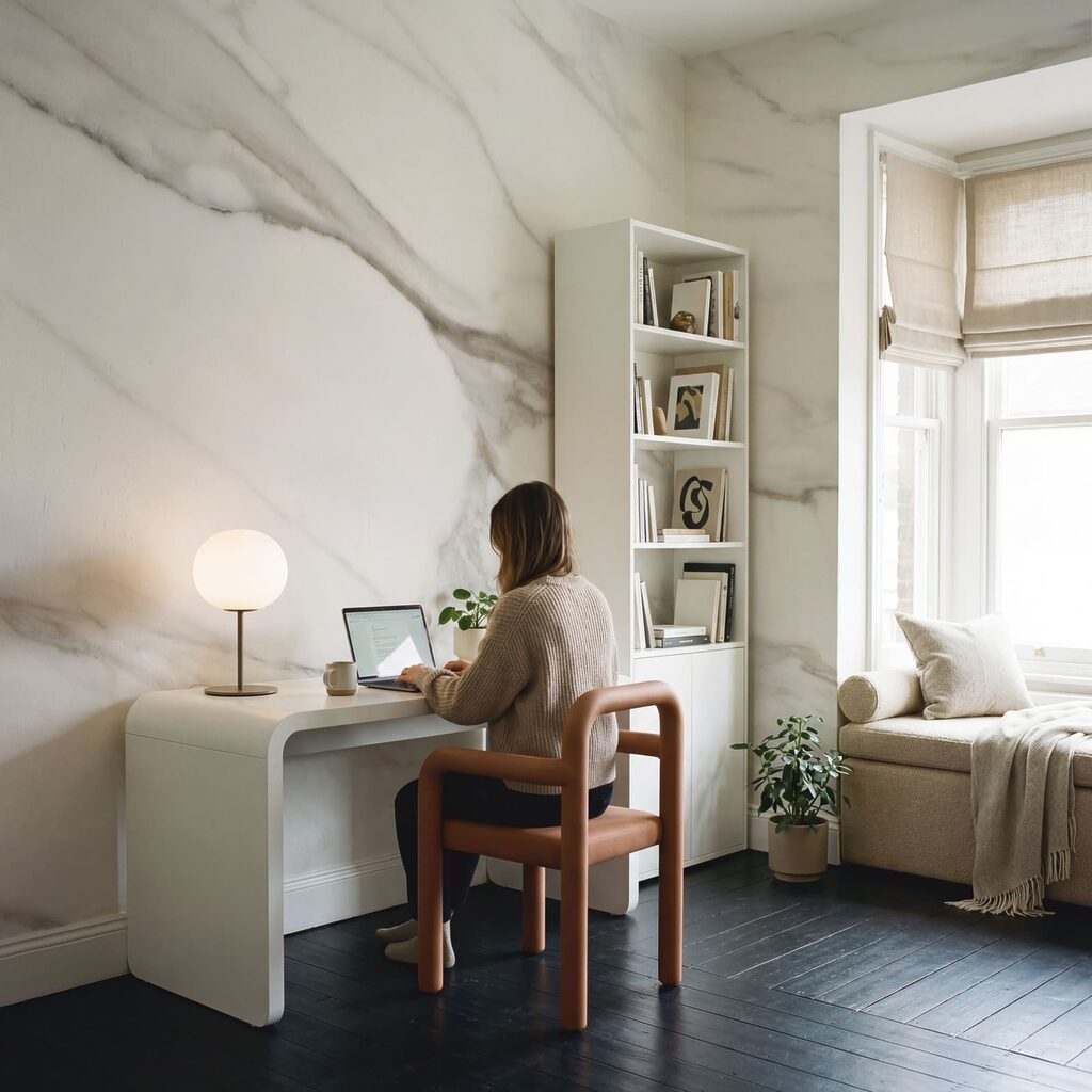 Grijze aders door wit — interieur 3
