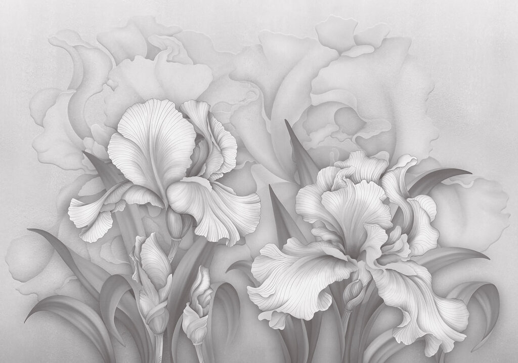 Grijze bloemen met schaduwen — volledig ontwerp