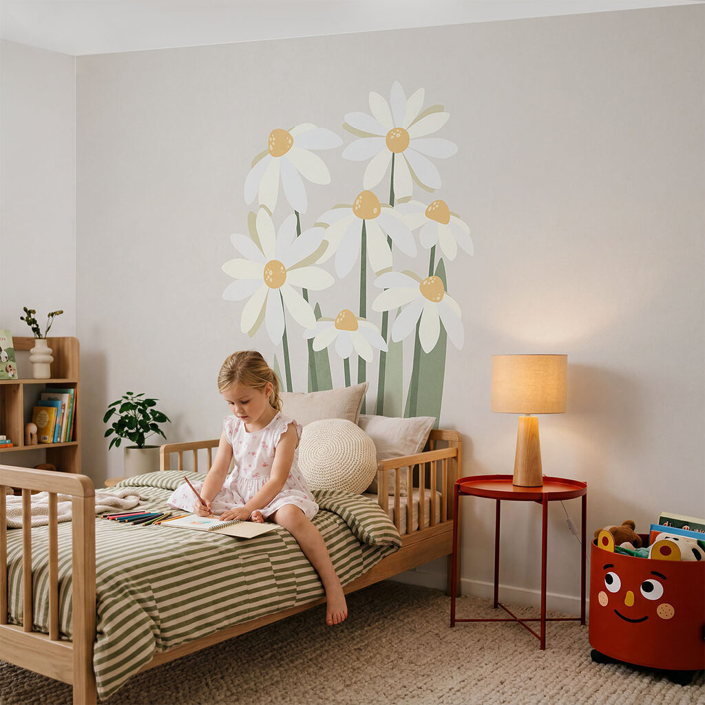 Groep witte bloemen in een interieur
