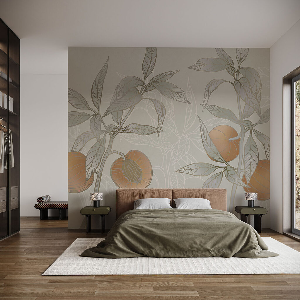Perziken aan fijne bladtakken — interieur 1