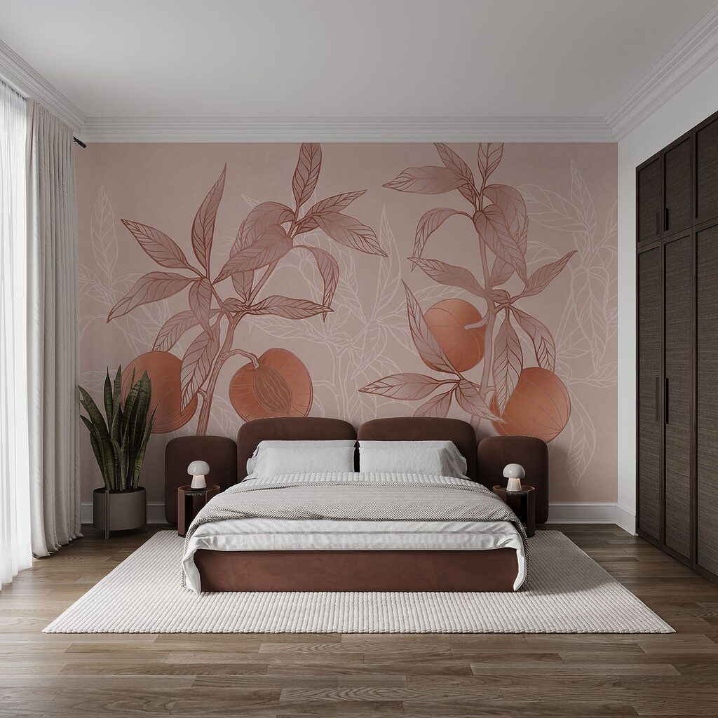 Plant met vruchten en bladeren in een interieur
