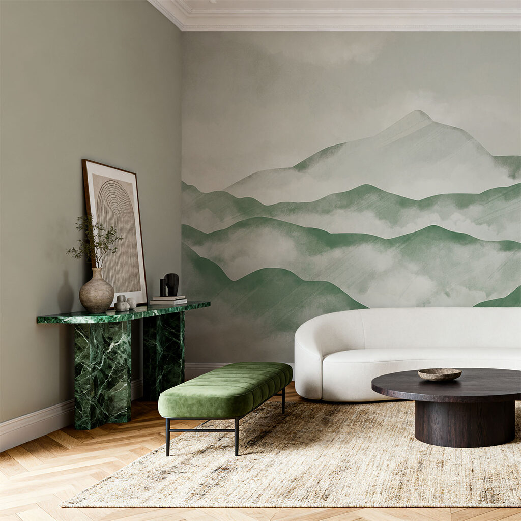 Groene toppen tussen wolken — interieur 2