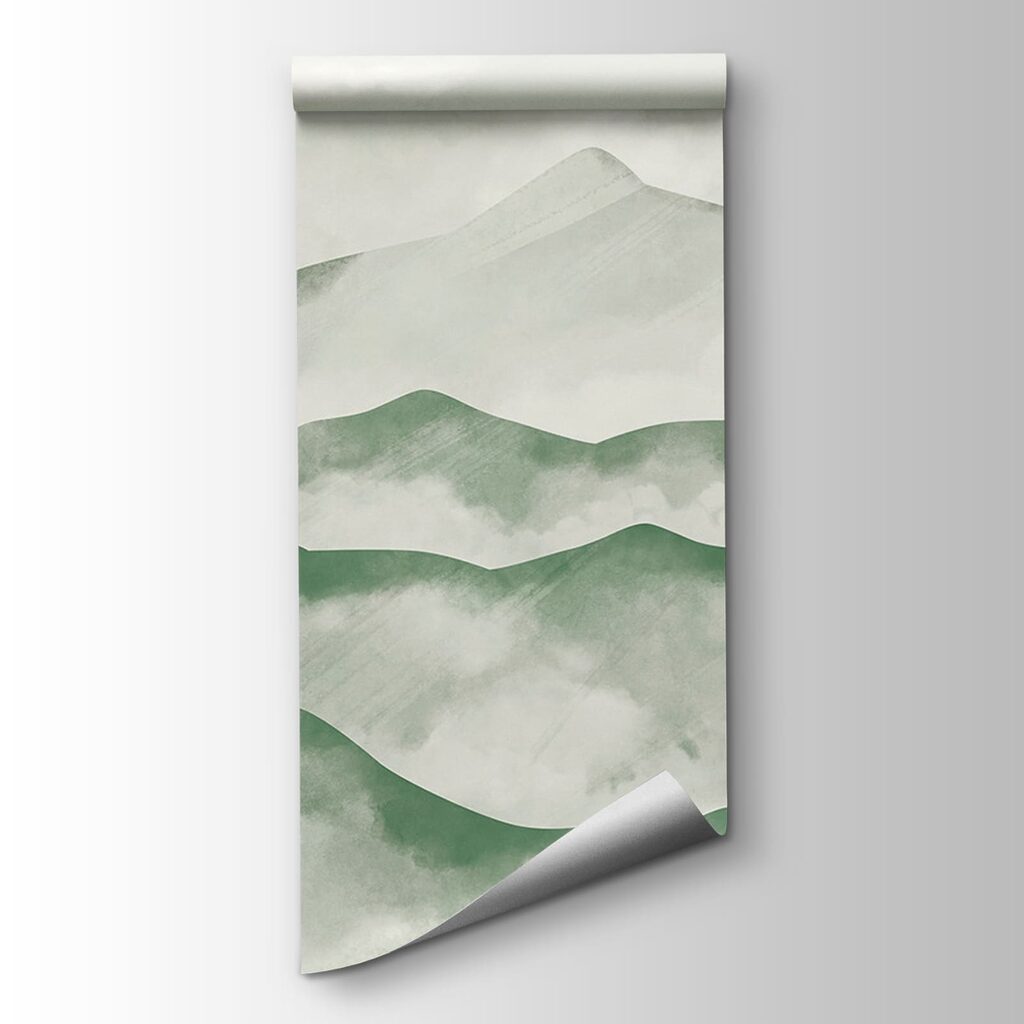 Groene toppen tussen wolken — productweergave