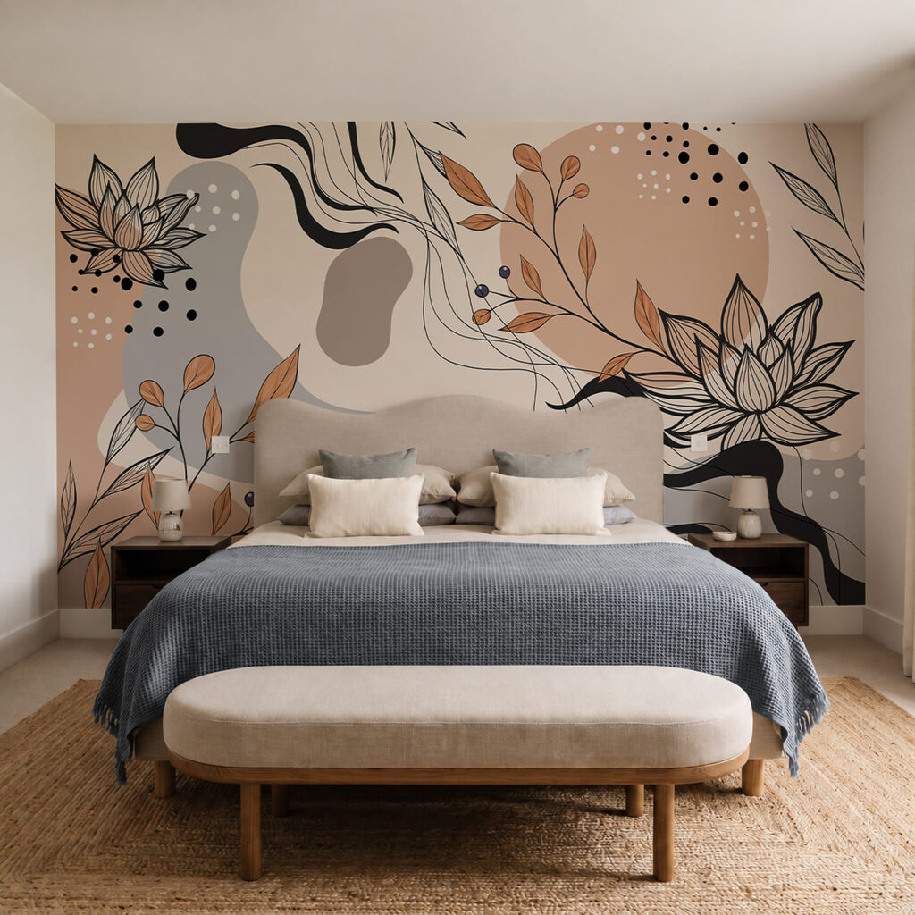 Lotuscontouren tussen losse kleurvormen — interieur 2