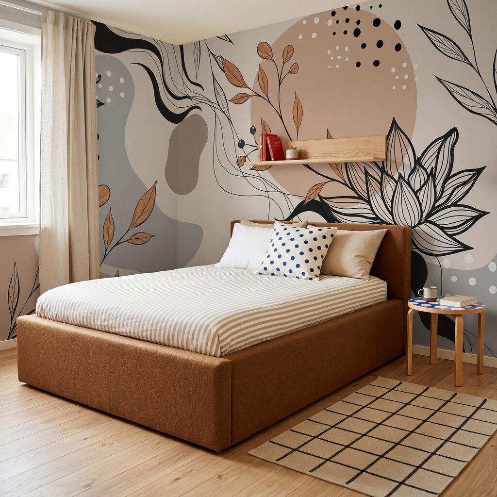 Lotuscontouren tussen losse kleurvormen — interieur 3