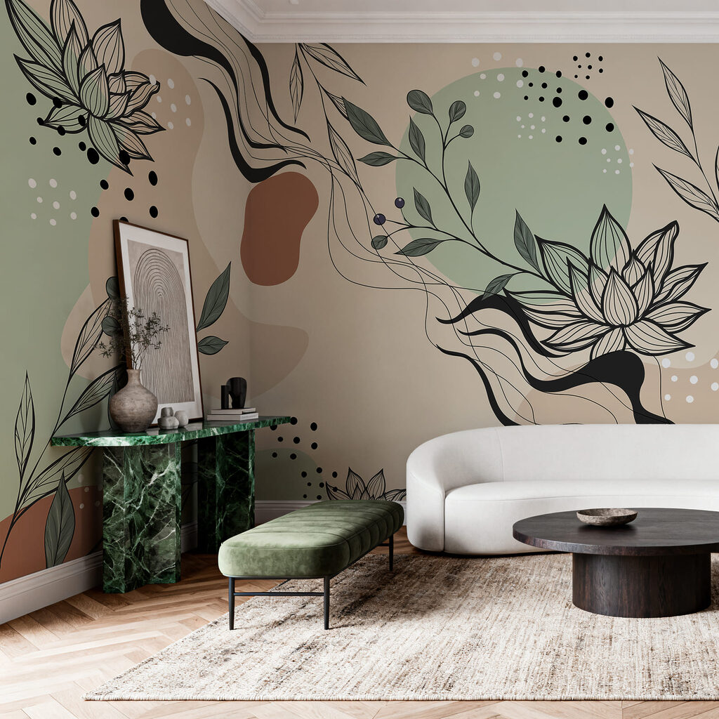 Lotuscontouren tussen losse kleurvormen — interieur 3
